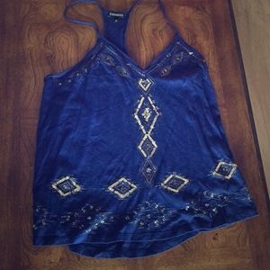 Navy blue racer back tank top